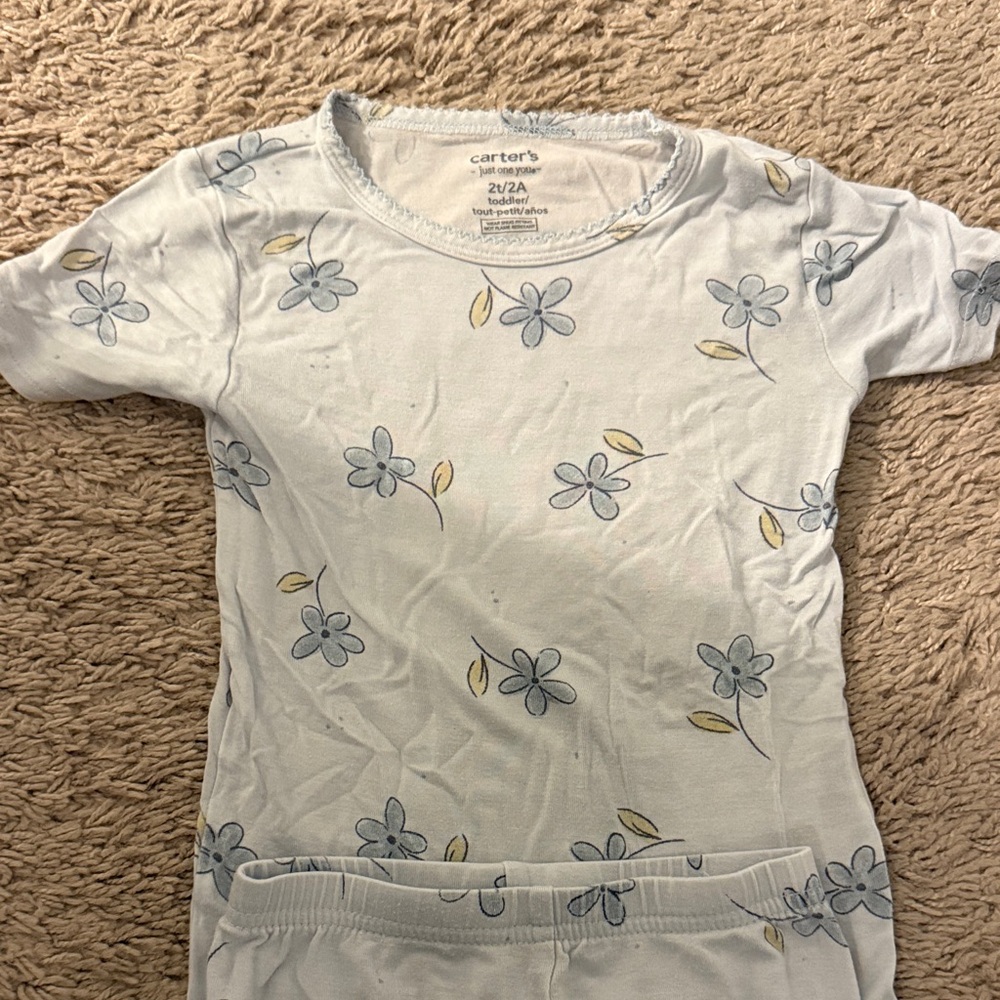Carter's Light Blue Floral Toddler Pajama Set